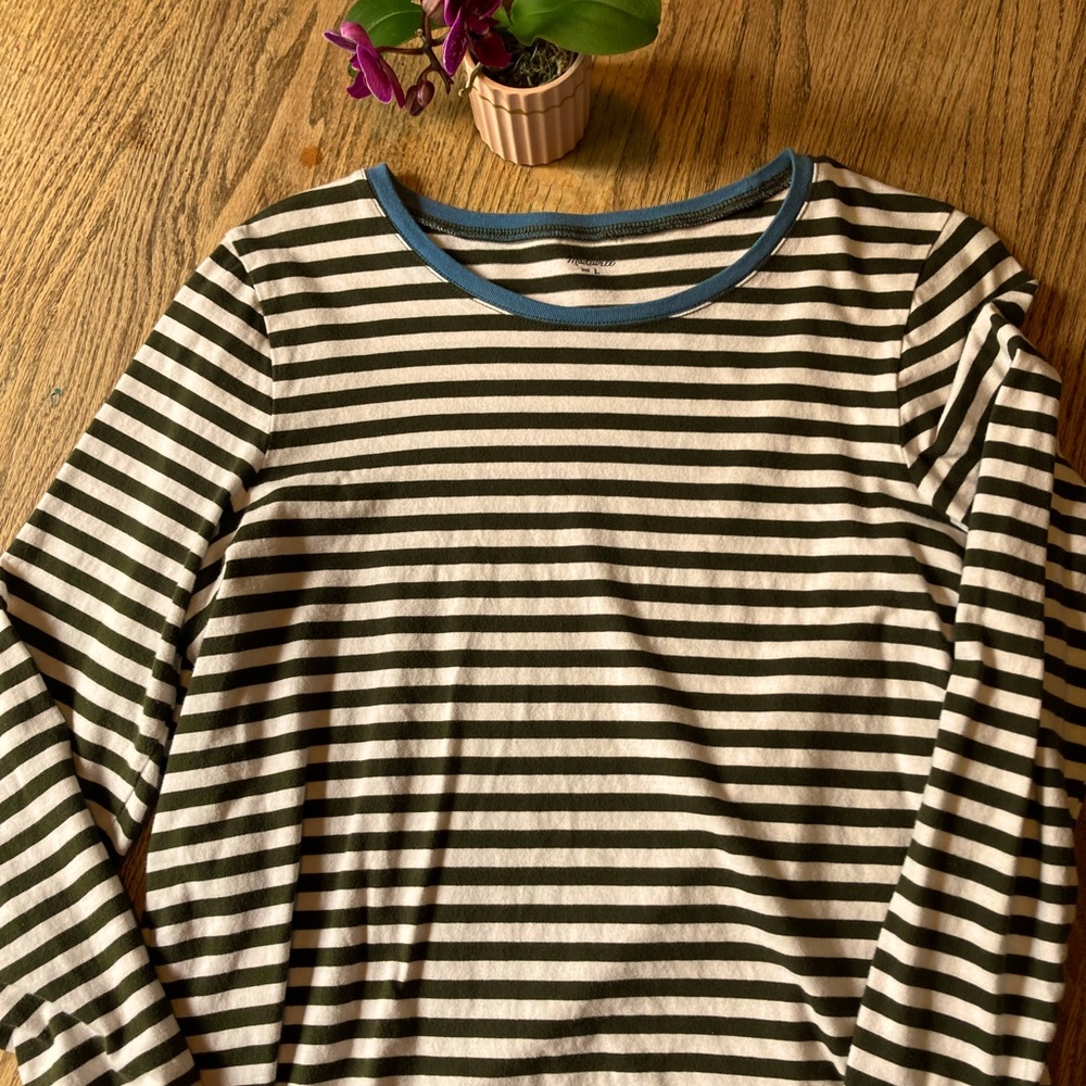 Madewell Northside Vintage Ringer Olive Green Tee